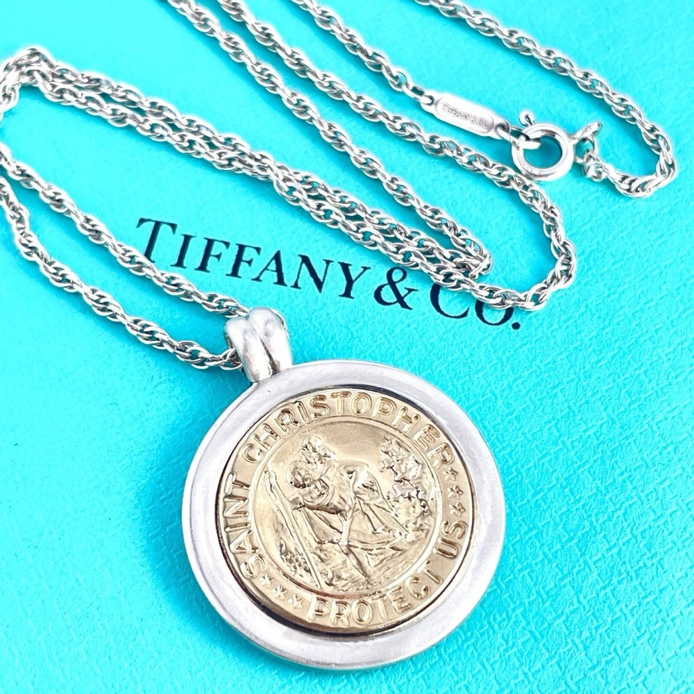 Authentic Very Rare Antique Tiffany & Co. St. Christopher Medallion in 925 & 750